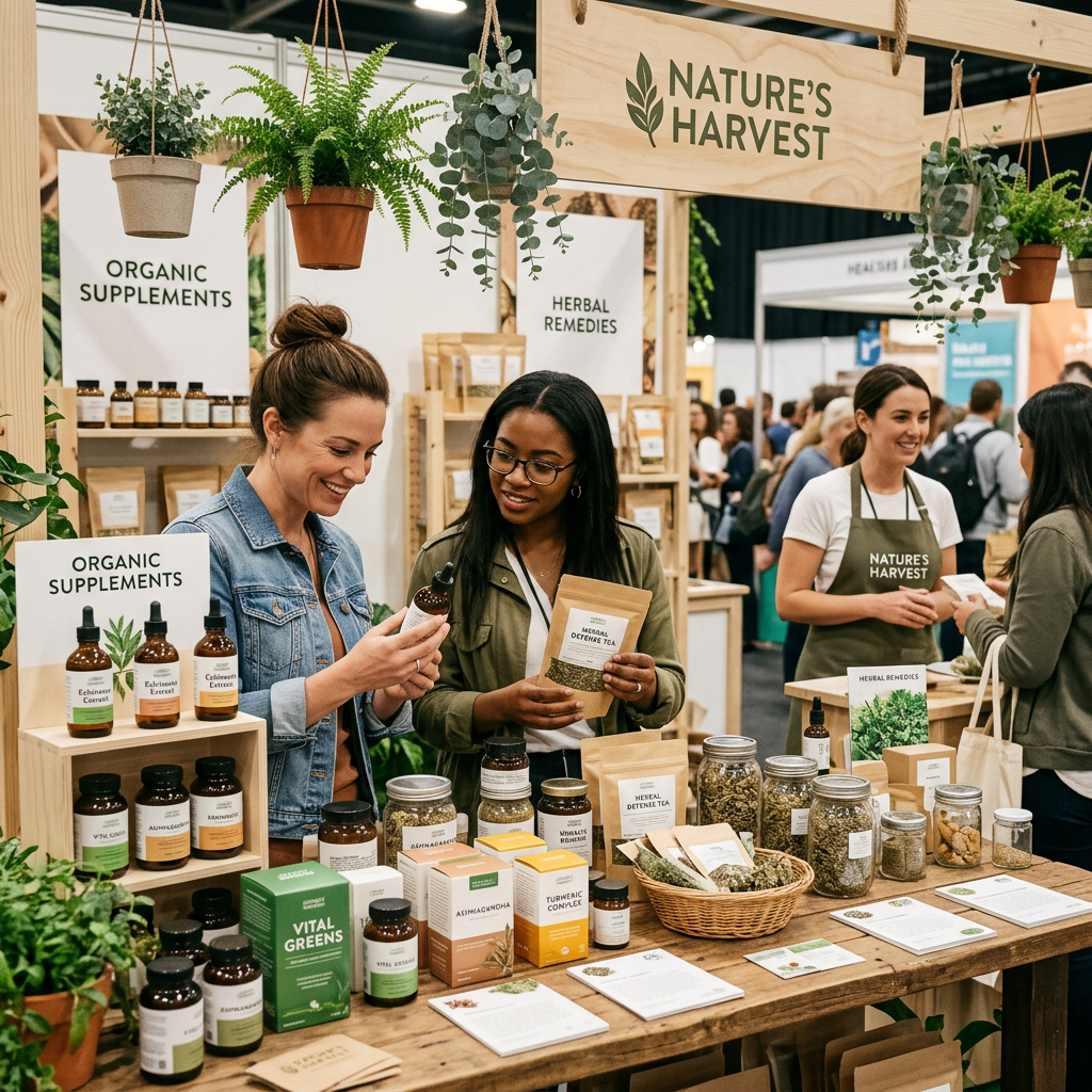 Menschen entdecken Wellness-Angebote am Stand
